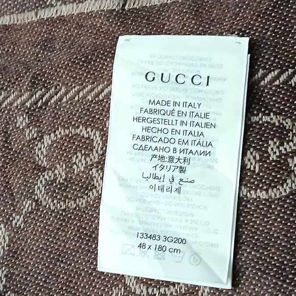 Gucci Brown & Taupe Reversible GG Logo Print Shawl Wrap Vintage Pre-Owned - Picture 7 of 7